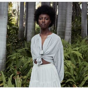 Doen Jane Blouse Savoie Stripe Size XS Navy and White Striped Button-Down Shirt